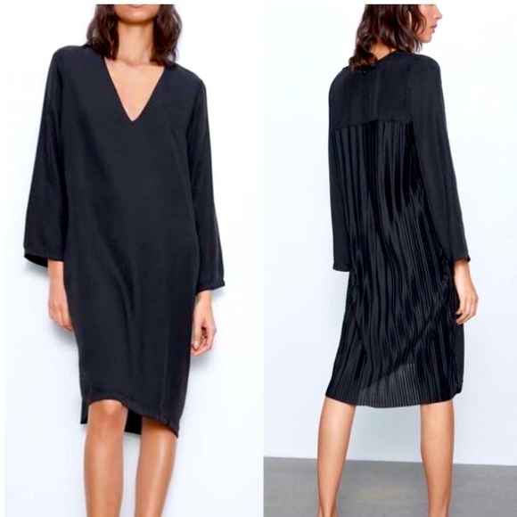 ZARA Black Pleated Back Tunic Dress - Picture 1 of 10
